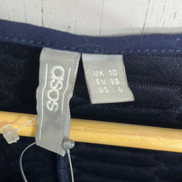 NWT ASOS MATERNITY Navy Quilted Sheath Dress Sleeveless Faux Wrap Size 6 - Picture 10 of 11